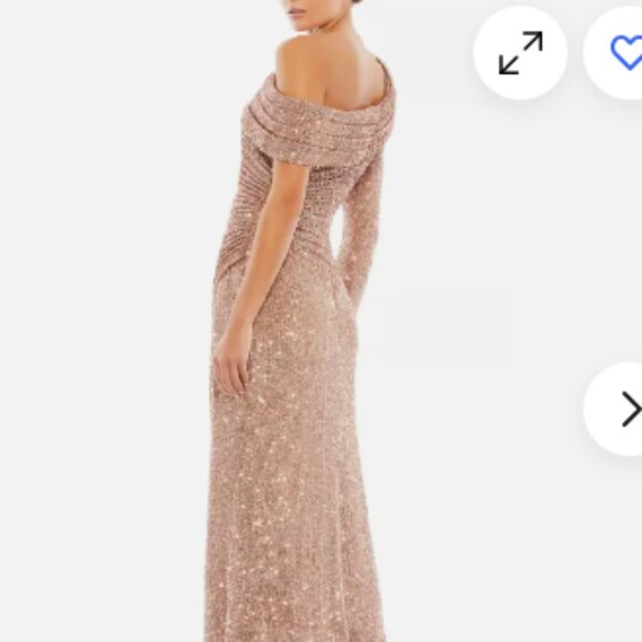 MAC DUGGAL 26571 SEQUINED DROP SHOULDER FAUX WRAP COPPER GOWN sz 4 - Picture 7 of 7